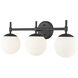 None 3 Light 24 inch Matte Black Bathroom Vanity Light Wall Light